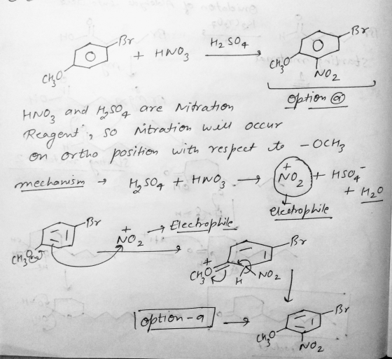 H₂SO4 TOJ + HwOz - To Cho NO2 CHO HNO₃ and M₂ SO g are Nitration option @ Reagent, so itration will occur on or the position