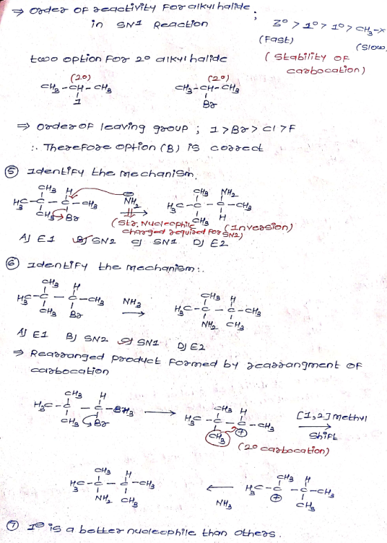 = order of deactivity for alkui halide in Sn1 Reaction 3° > 107 107 H-* (Fast) (Slow ( stability OF caobocation) two option f