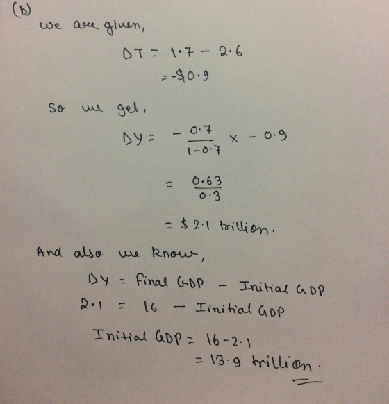 (b) ase qtuun, we T 17- Q.6 -0.9 Se get, - o.7 x - 0.9 1-0.7 O.63 o 3 c $ 2.1 toillisbn And also u Rnow, DY final DP Inihial