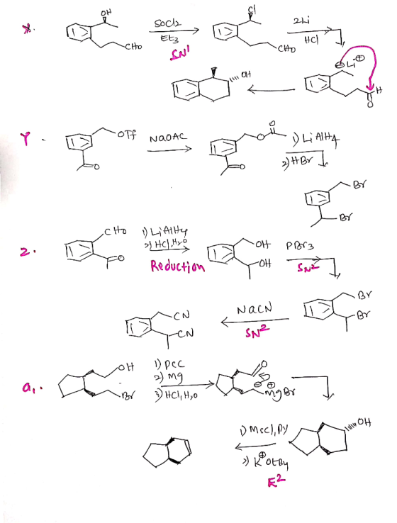 Soclb 2i Etz CD Y OTf NaoAC LiAl Br .c HD LiAty OH Por3 Reduction BY NacN CN BY SN2 )pec oH a Hcl,Ho Mcc),py wOH otay 2
