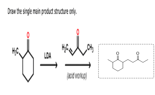 Draw the single main product structure only. ganda ne LUA (acid workup)