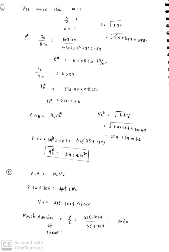 For sonic flow, MC) 은 1 C=SKRI V=C P 2 Do RTO Truxe87 x 3765 607.04 0.2871103 x 375.59 ea 0.005 63 1943 12 08333 10 1 2 375.5