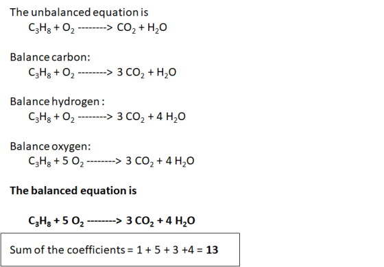 The unbalanced equation is C3H2 + O2 --------> CO2 + H20 Balance carbon: C3H2 + O2 --------> 3 CO2 + H2O Balance hydrogen: C3