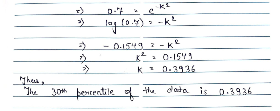 -ke o =) 0.7 log 10.7). > ak? 2 2) 0.1549 K? K z-ke 0.1549 0.3936 2 z Thuse The 30th bencentile the data is of 0.39.36