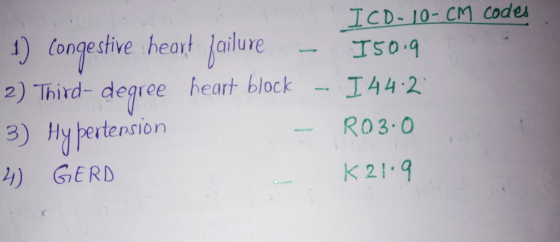 TCD-10- CM Codes 」) (on?eshve hearl bailure - ISO 9 2) Third-degree heart block - 144.2 3) Hy bertension ) GERID RO3.0