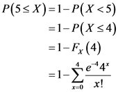 P(5<X)=l-P(X<5)
=1-P(X<4)
=l-F;(4)
-4eܪܽ-I=