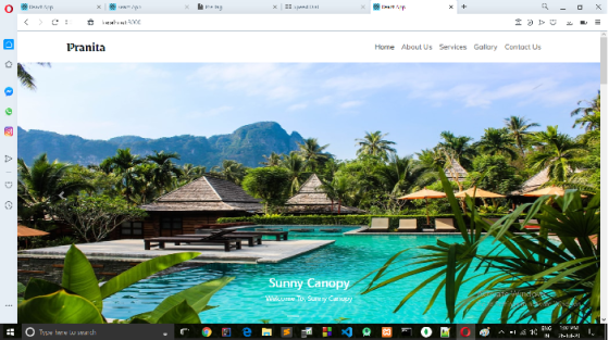 0 o Pranita Home About Us Services Gallery Contact Us Sunny Canopy Wekuni To, Sunny Canopy atendo :: HIGH Type here search EN
