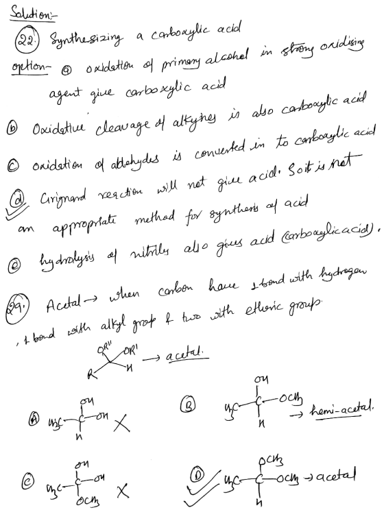 © oxidation of abdehydes is converted in to carboaglic acid appropriate method for synthesis of acid Acetal when carbon have