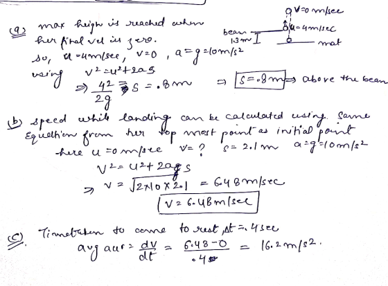beam T 13 mm guzo mpee max heigh is reached when _54-4m/ her final wel in zero. - mat so, aum/see, vzo, a=g210m/s2 using v2=4