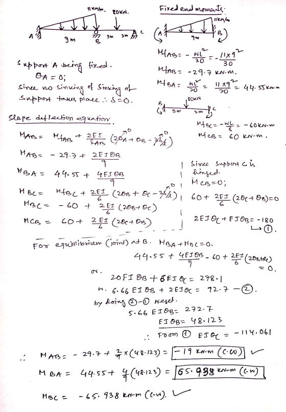 11 Kalm. Fixed and moments. II know لیلای تیمملک B ) WL 30 = 11x92 30 MI BA= sinking of wi 20 BOKN 44.55kam y Pok + 251 (zont