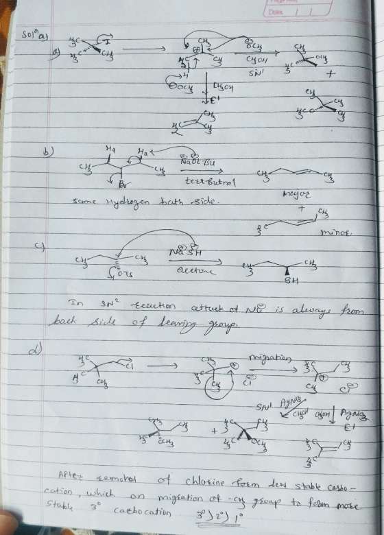solla y YOH SN X got to thon Can wel or Bu 4 met rų tert-Butno! some Hydrogen bath side. mejor minor nough ch Acetone BH TO