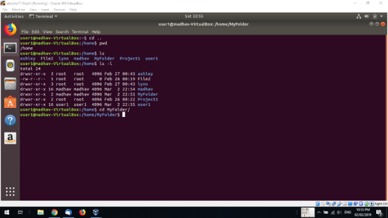 ubuntu17 (fresh) [Running)- Oracle VM VirtualBox File Machine View Input Devices Help Activities Terminal Sat 22:55 user1@mad