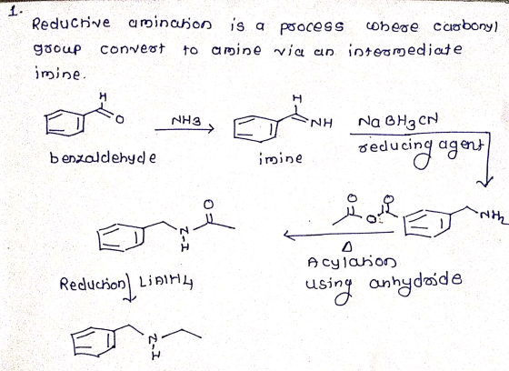 Reducrive amination is a poocess conege caobony) group convert to amine via an intermediate imine. NHS EINH NA GHEON reducing