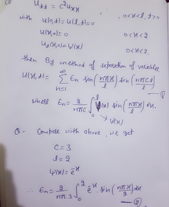 with OLU<l, to ONLQ 2014 = ситу M[4) = (41 0 uinolo U (1,0)=W (W) 0<x<2. then By method of separation of variables, UCH, HE 8