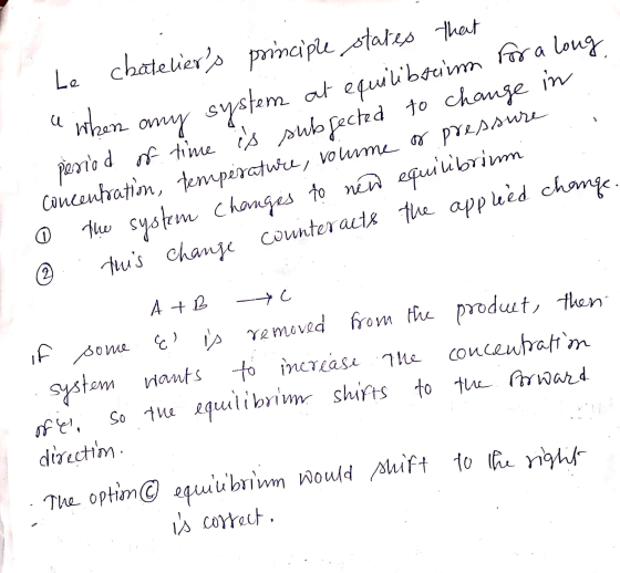 Le chateliers principle states that u mbez omy systemsubpected to pressure period of time me retwee, voume quilibrium a when