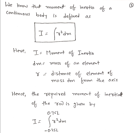 We know that moment of inertia continuous body is defined as of a I = (822m Here Is Moment of Inertia dm = mass of an element