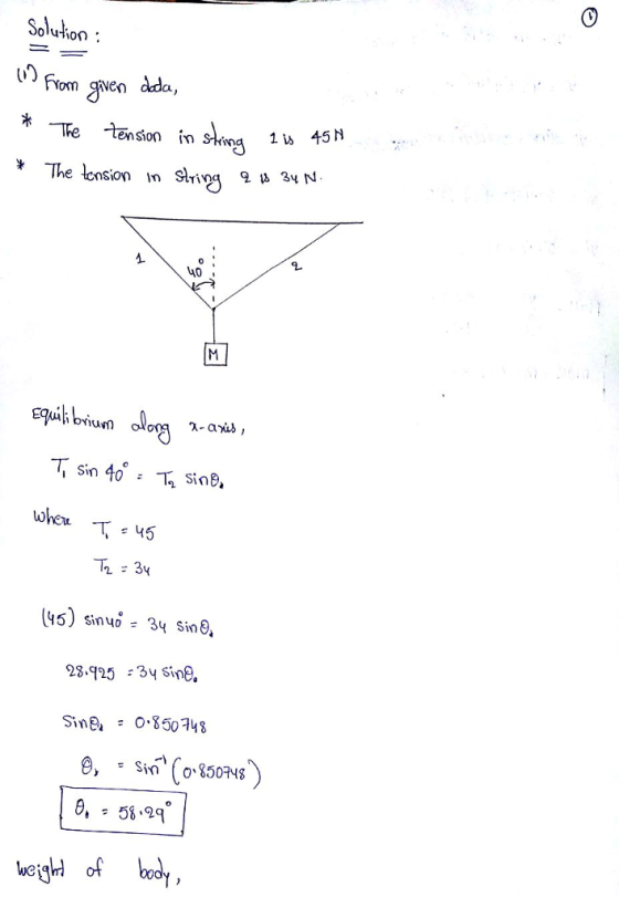 Soltion Yom Nen dcda, Te eision in ig 1 45 ion in Sk 0 40 T, sin 40 sine (4s) sin34 Sin8 28.92534 sine. SinA 0.850748 eighdof bod