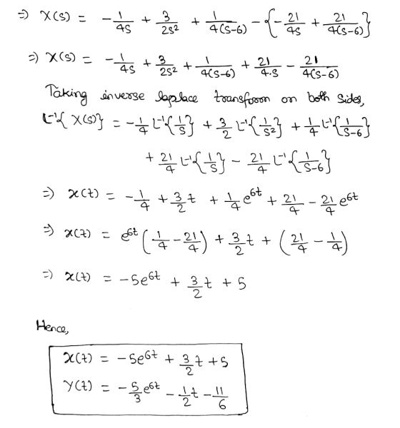 = (S)X G ~ + AS 4s-6) + 2. + tes) - - 0 + - 2) (9) - - + + tes as + - 3-6) Taking inverse saplace transforson on both sides,