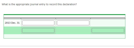 What is the appropriate journal entry to record this declaration? 2013 Dec. 31