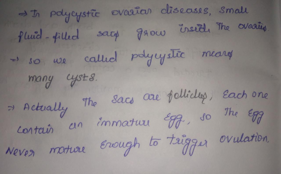 In polycystic ovarias diseases, Small fluid filled sand grow inside the overies so we called polycystic mears many cysts. - A