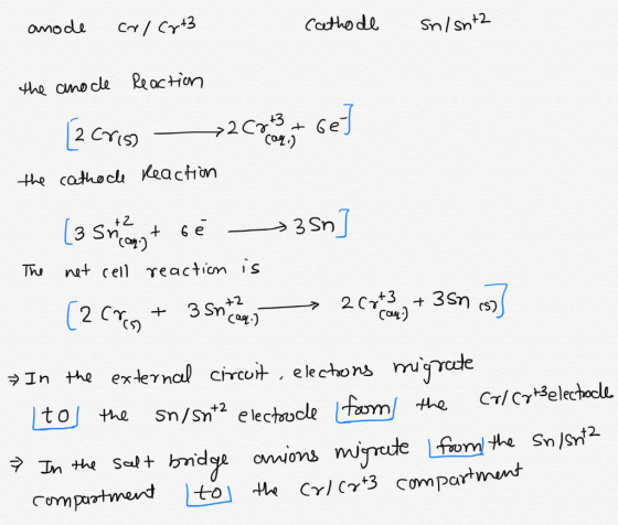 omode C/Crt3 Cacthode Sn/snt2 the cno cle Re action ->2 C Ge Co.) 2 Cri9 the cathocu Keaction 2 Sn 3 SnJ The nut cell reacti