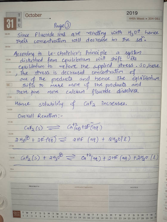 I October 31 H 2019 44th Week 304-061 Page ☺ 08.00 since their fluoride lins concentration are will reacting with Hot hence d