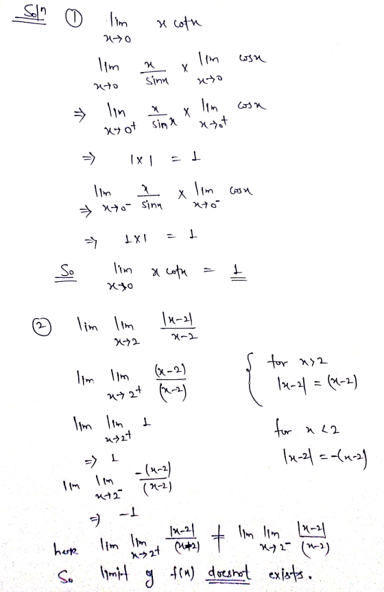 Solo o lim n coth uto un lim lim X sinn nto uto lin cosa X X lim nyot nyot sima >> 1 x 1 Ed lim lim Cosa X to > Mto Sinn L ->