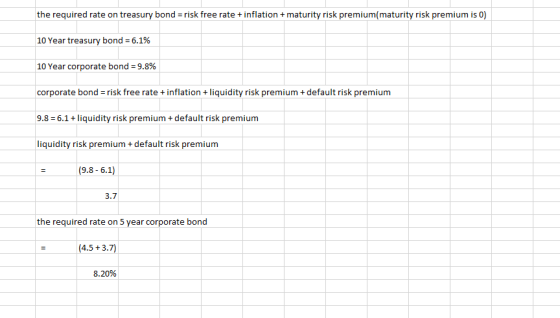 the required rate on treasury bond = risk free rate + inflation + maturity risk premium(maturity risk premium is 0) 10 Year t