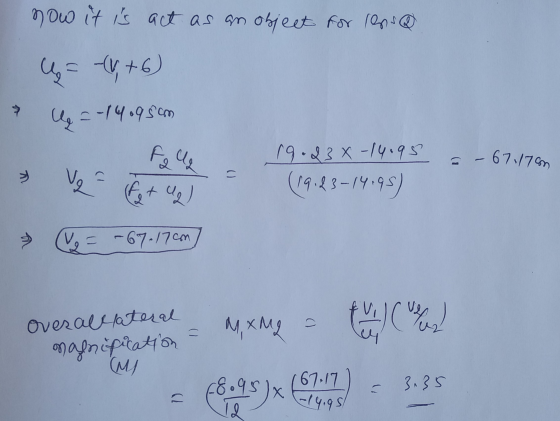 now it is act as an object for fansa 4= -(V+6) → Ug = -14.95.com 19.23X - 14.95 (19.23-14.95) = – 671760 ñ O → V = -67-17cm)