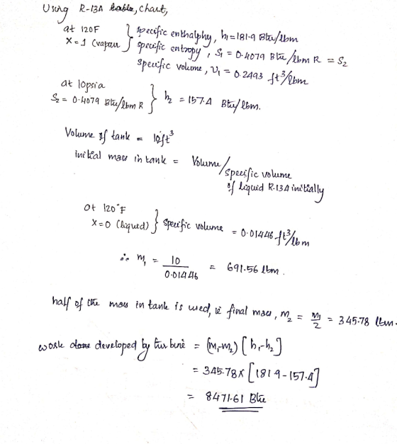 R-13A tabie, Chaut, sag pecie enthalphy, h= 189 Ba/om Aum tme at 120F X -1 Caprupecfit cntaopy S2 Specefic Voluume , Vi- 6 24
