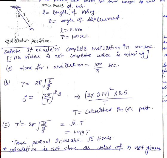 on the has some unque as well porn each person slu ma mers of bobi . e le length of string O= angle of displacement. l> 2,5