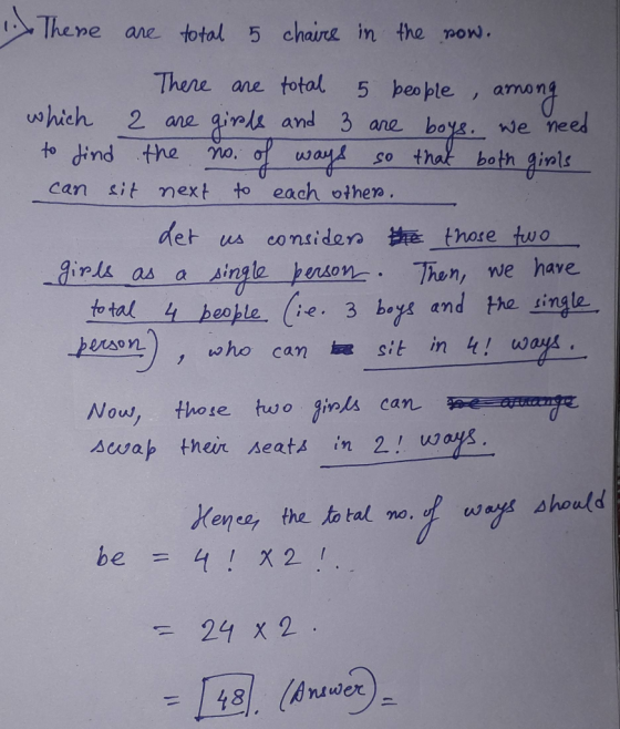 1. There are total 5 chairs in the now. There are total 5 beople, among which 2 are girls and 3 are boys. we need to find the