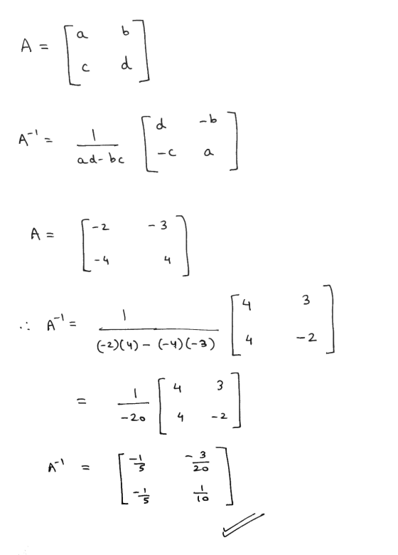 b ? As [ c P d _b A- | a ad-bc - 2 - 3 A= - 4 4 다. 3 A 나 - 2. (204) - (4) (-3) 니 3 10 -20 4 2 - 3 AI 국 20 nt ut 우
