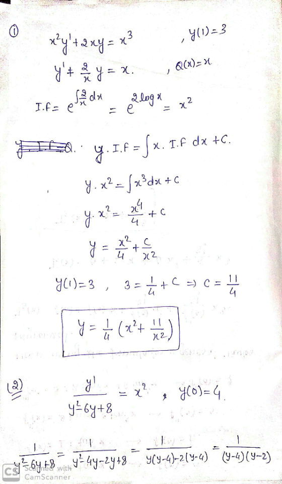 xºyt D xy = x3 ,Y)=3 yu d y = x. , QCM)= * If dr = 2log x _ x² PEQ. y. 1.f = fx. I.f dx +C. 7.x² = {x}dx + c 12 Y(u) =3 , 3
