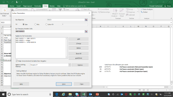 5 Formulas Data Review View Share Home Insert Page Layout Show Oueries Get External Solver Parameters Data o Connections LPrm