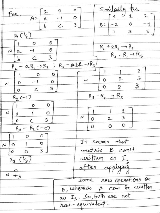 [2 0 Similarly tos - A= a - o [ 1 1 2 16 c 3 B: 1-2 0 -1 R (₂) L 3 s 1 0 07 Na t R₂ +2R, R2 I b c R₃-R, R₃ - R - aR, R₂ ; R,
