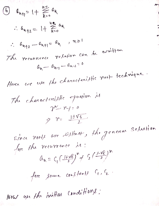 Antalt 6 autza It he had anti- auta , nal an The recurrence relation can be written au - anya an-z=0 Here we use the characte