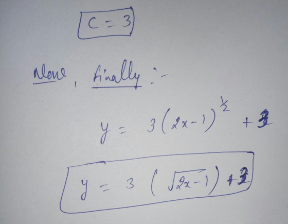 nlene, finally y = 3(2x-1) +9