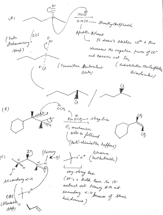 Nace (A) DMSO_ Dimethyldulphenida A Rate Determinin aprotic solvent It doesnt stablise increases the negative and carries