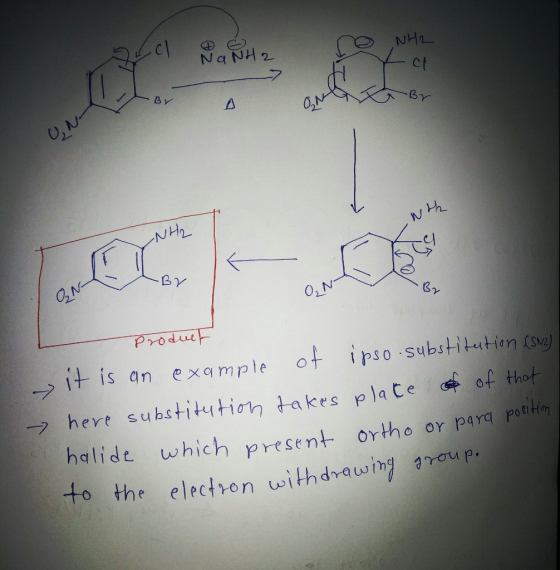 O NH2 Na NH 2 For 7 $ OM A Br Br UN — Вү By Product - it is an example of ipso substitution (SN2) here substitution takes pla