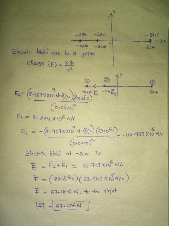 -22IC -2RIC -EuC 409 - 2C 6cm Electric tield due to a point chauge (E)- KV (2 E2- (8-987sxIO Nl- -2c xic) E= I- 234 X 1o6 N/c