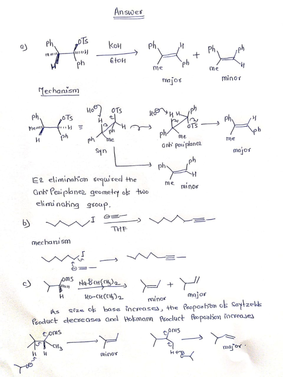 Answer ph. S 14H koH ph H ph + Ph. ph @toh ph me minor major Mechanism Hool een gryph ph Mer - GOTS -a и OTS c a Ph 4 y : ph