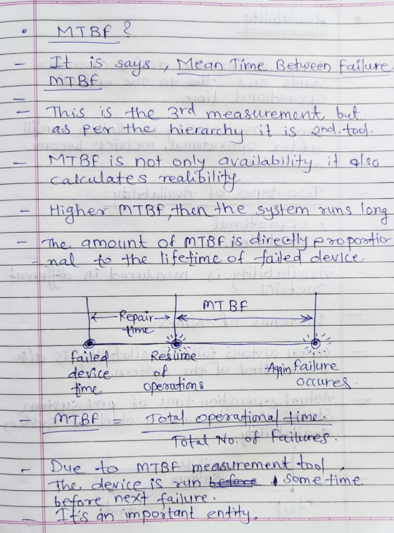 MIBF ? It is MTBF says ante Mean Time Between Failure This is the 3rd measurement but as per the hierarchy it is and tool. MT