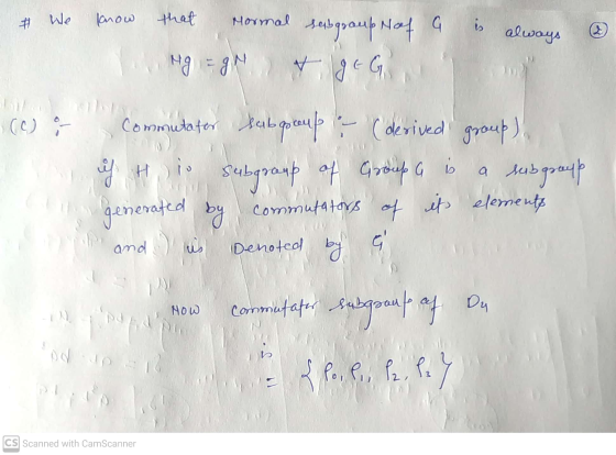 # know that is always (2 (C) ol Mormal subgroup of a Ng = gr & geG Commutater kabareup & (derived group) of Group is a subgro