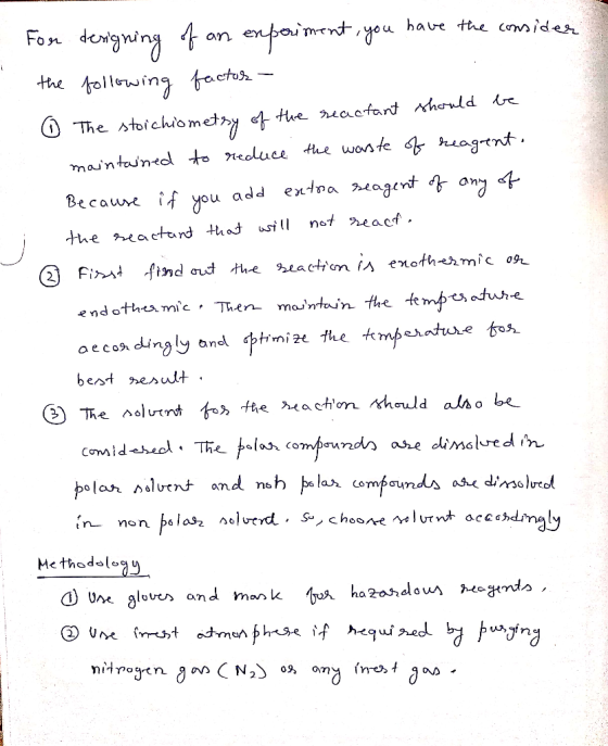 have the consider eqน ทฯ - not reacha For designing of an experiment, you have the consider the following factor be ③ The sto