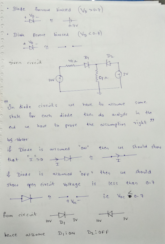 0.7 VD Diode Pevere bios se 0) -t given cive +3V lov (さ Jn diode civesits have to Jsme Som stale o each diode then do avalysi
