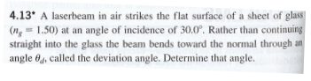 A laserbeam in air strikes the flat surface of a s