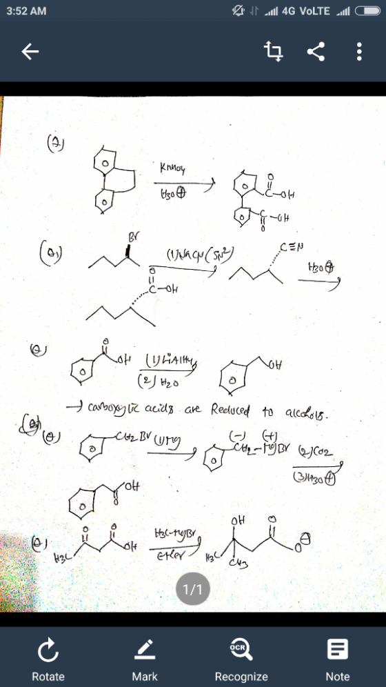 3:52 AM ال 4G VoLTE الا ا ل L t : Kimiy Itso W C -OH (UNA cu spus tgo 3 » carboxylic acids are Reduced to alcohols. Oo oo CAZ