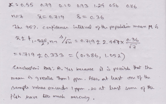 Xr0.55 0.79 0.93 1.24 0.56 0.86 ques, no net = 0.719 8= 0.36 The 95% confidence interval of the population means i ntt = 0.71