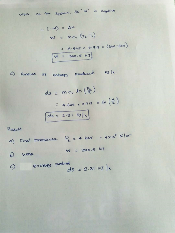 So w Work negative on tae 8ystem CT-T) (600-300 4.645 X 718 x W lo00.5 K J Amount entrops Prooluce d dls Mcy in (4) 4-645 x 0